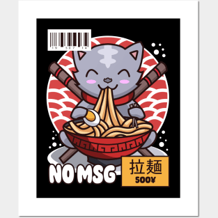 cat ramen Posters and Art